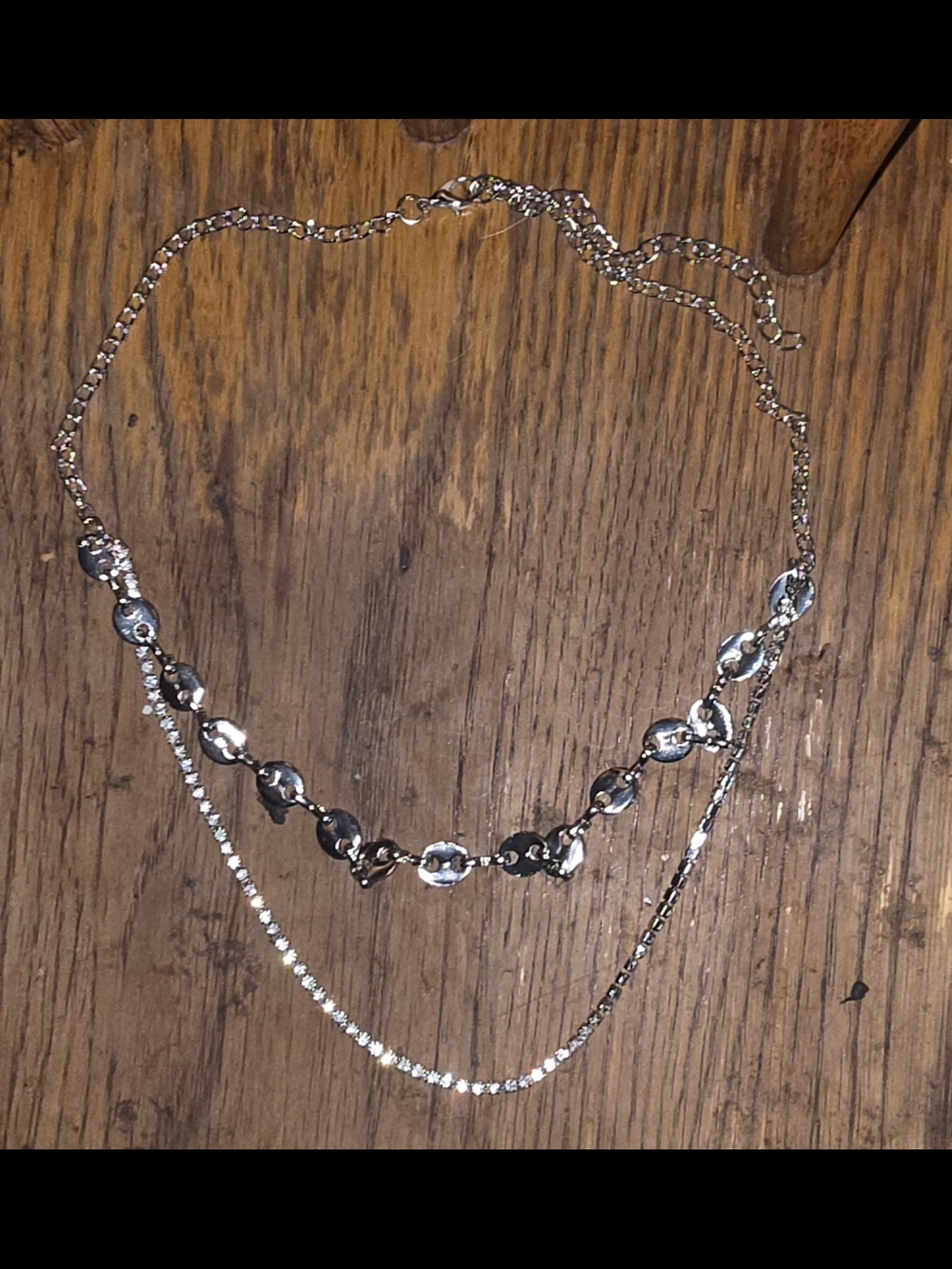 Silver Layered Rhinestone Chain Necklace BNIB - Picture 5 of 9